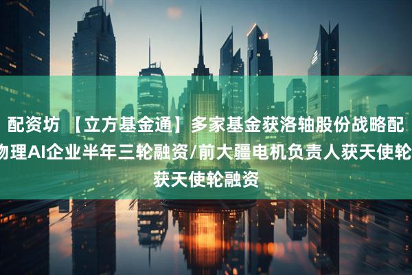 配资坊 【立方基金通】多家基金获洛轴股份战略配售/物理AI企业半年三轮融资/前大疆电机负责人获天使轮融资