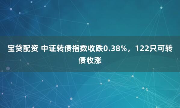 宝贷配资 中证转债指数收跌0.38%，122只可转债收涨